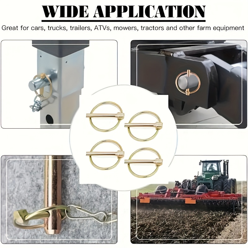 50pcs Heavy Duty Carbon Steel Tractor Pin Assortment Kit with Colored Zinc Plated Finish & Storage Box - M4.5 M6 M8 M11 Sizes with Rings for Farm Tractors, Trailers, Trucks, Lawn Mowers, Hand Carts - Durable Fasteners, -Resistant, Corrosion-Resistant, Locking Mechanism (Compatible with M5, M6, M8, M11 Tractor Models) - Ideal for Agricultural & Use