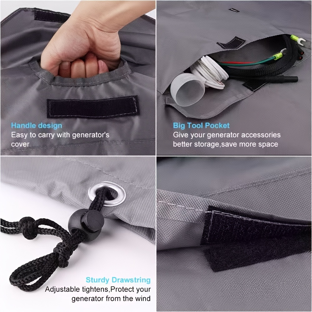 Portable Generator Cover - Durable Fabric with Drawstring Closure, Black Protective Case for Outdoor Power Tools, All-Weather Storage Solution, Secure Generator Storage | Functional Design | Cover