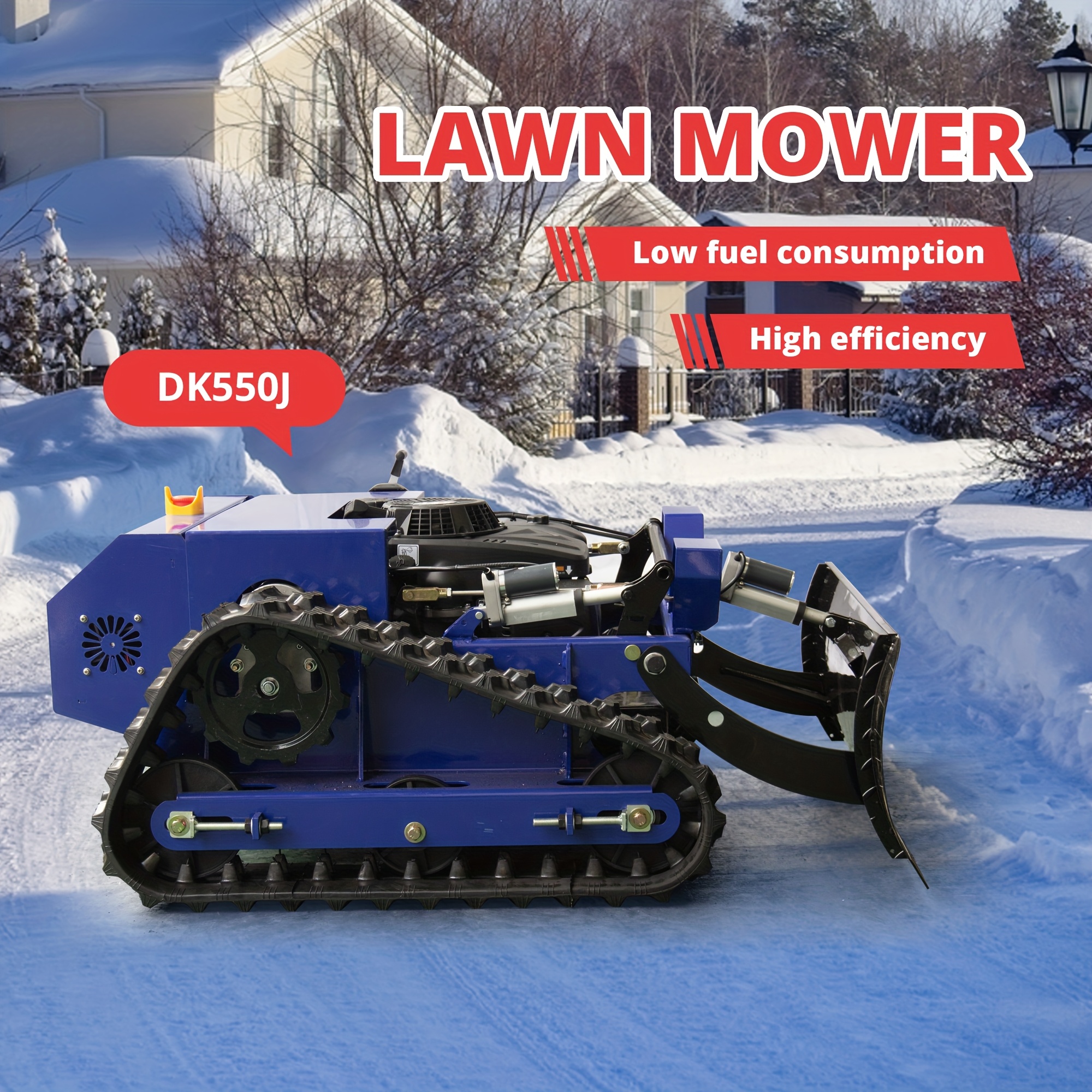 Remote Control Lawn Mower with Snow Plow Attachment - Zero-Turn 50° Slope, Night Lighting, 2 Spare Blade Sets, Gas-Powered Cordless-Like Operation (Battery-Powered Compatible, Batteries Not Included) - All-Terrain Tires & Easy-Start System for Efficient Lawn Care & Snow Removal - Ideal for Residential/Commercial Use, Remote Lawn Mower, Robotic Lawn Mower, Remote Control Lawn Mower, Robotic Mower, Remote Mower, Robot Lawn Mower, Lawnmower Robot, Rc Lawnmower, Robot Lawnmower, Cordless