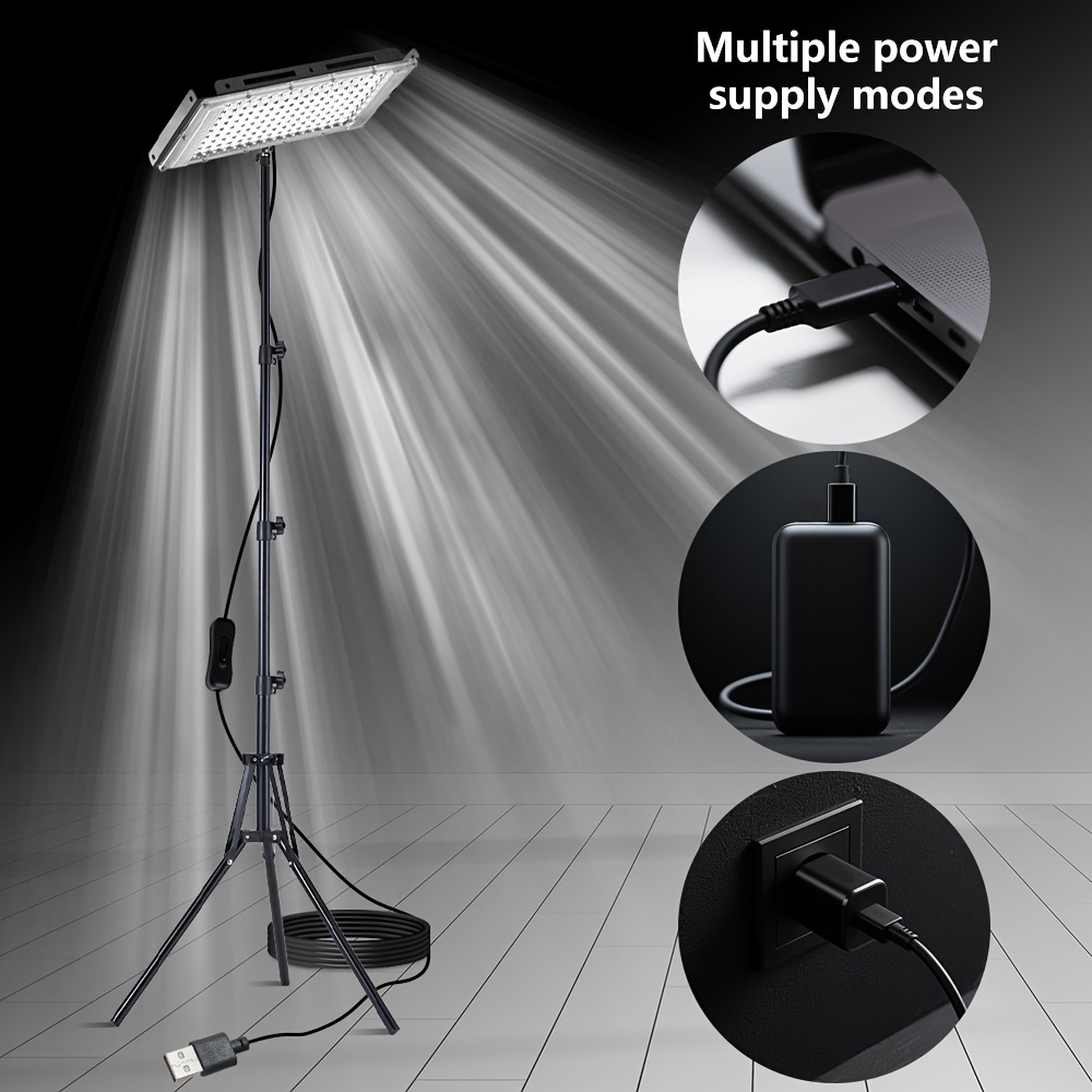144/96/50LEDs USB-Powered Work Light with Foldable Tripod Stand, 6000K Brightness, 59.06inch/78.74inch Cord & Low Voltage (36V) - Portable Commercial Floodlight for Workshop, Garage, Job Site Indoor Use, Task Lighting, Compact Lighting, Durable Construction, Bright Illumination, DIY Enthusiasts - Image 4