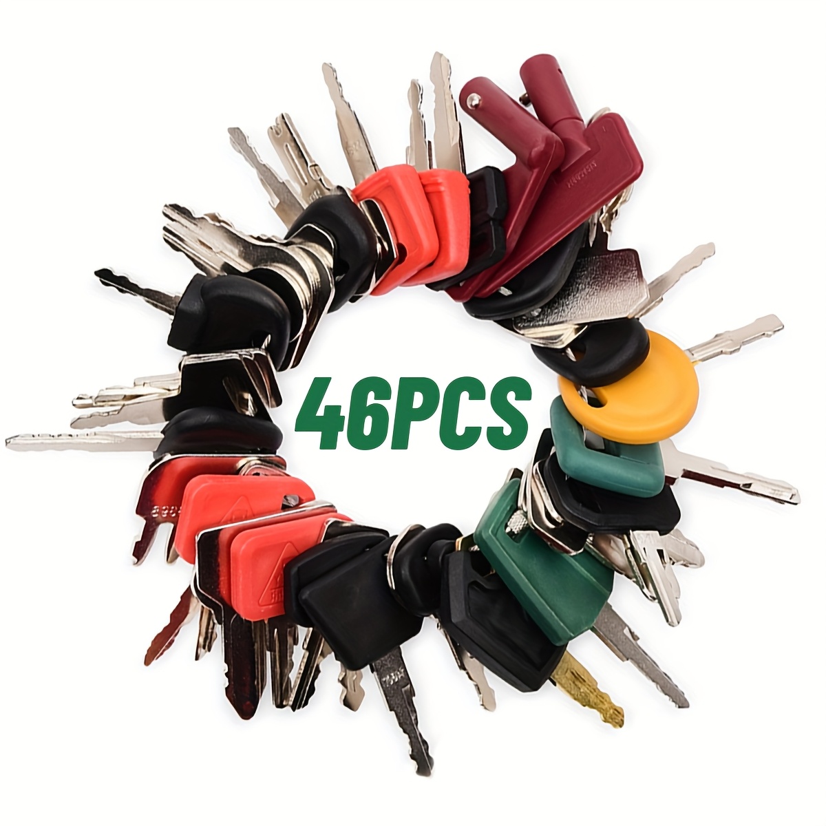 46pcs Heavy Equipment Keys Set, Yard Firm Construction Machinery Keys Set for Cat Catrepillar Komatsu Kubota for VolVo Case JCB Hyster JLG Yanmar Takeuchi New Holland Heavy Equipment-Key Shells