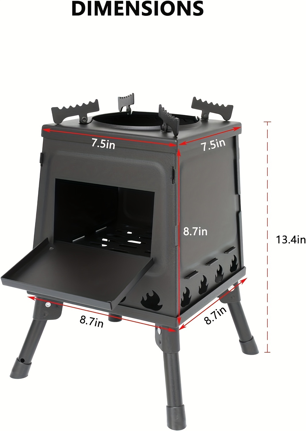 Essential Portable Campfire Stove - Heavy-Duty Outdoor Fire Stove with Vent and Sturdy Legs, Suitable for Camping, Hiking, Picnics, and BBQ - Compatible with Firewood/Charcoal, Wood Camp Stove