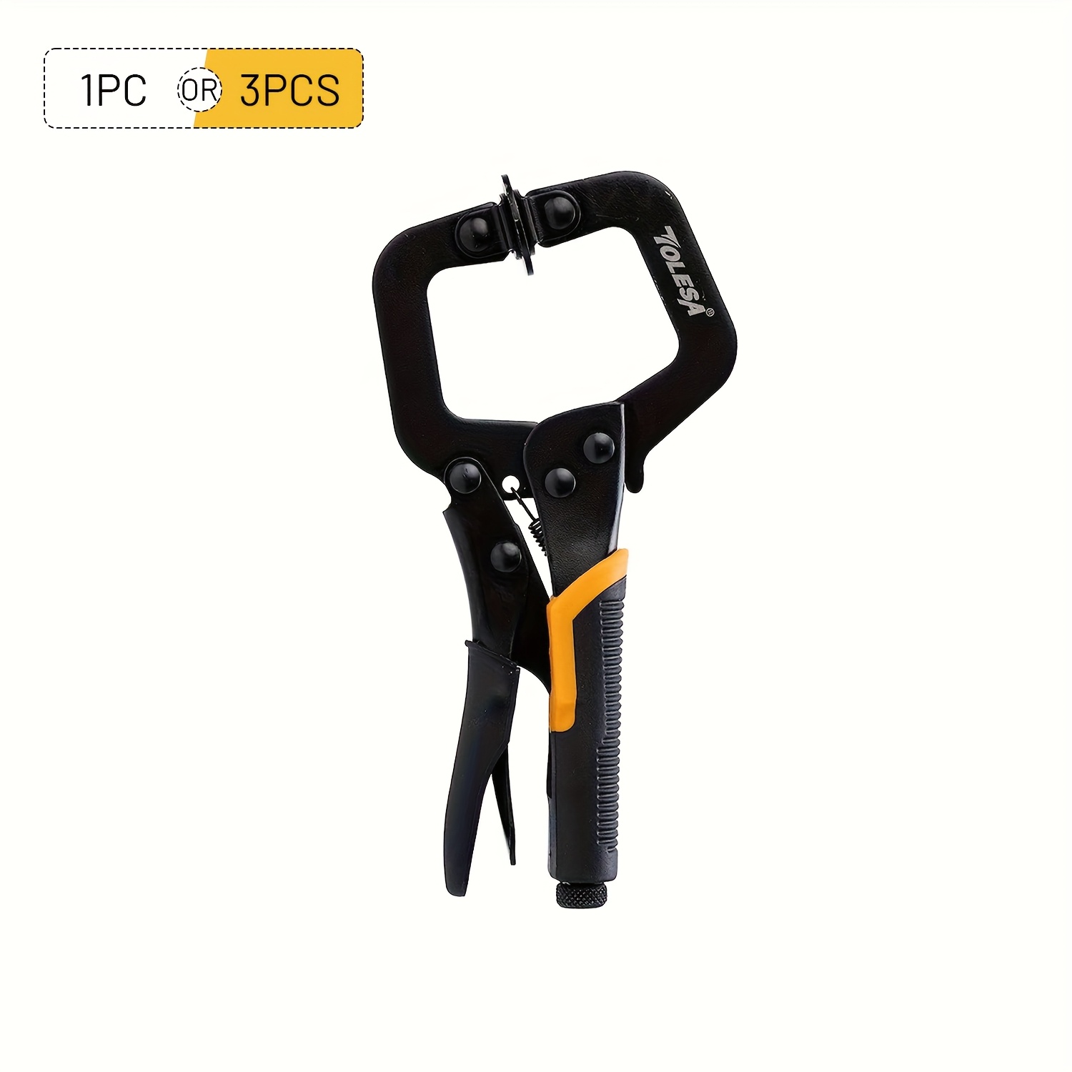 [Heavy Duty Locking C-Clamps] Yard Firm 1pc/3pcs 6" Heavy Duty Locking C-Clamps with Adjustable Pliers and Swivel Pads, Black Electrophoresis Metal Face Clamp for Woodworking, Welding, and Automotive Repair