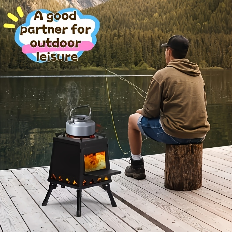 Essential Portable Campfire Stove - Heavy-Duty Outdoor Fire Stove with Vent and Sturdy Legs, Suitable for Camping, Hiking, Picnics, and BBQ - Compatible with Firewood/Charcoal, Wood Camp Stove