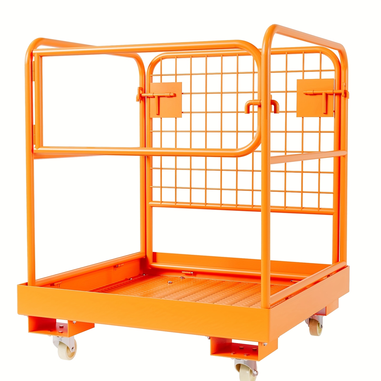 36" X 36" Steel Forklift Safety Cage, Max. 1800 LBS Forklift for Man Basket with 4 Wheels, Yard Firm Heavy Duty Aerial Forklift Work Platform for Lifting Loader