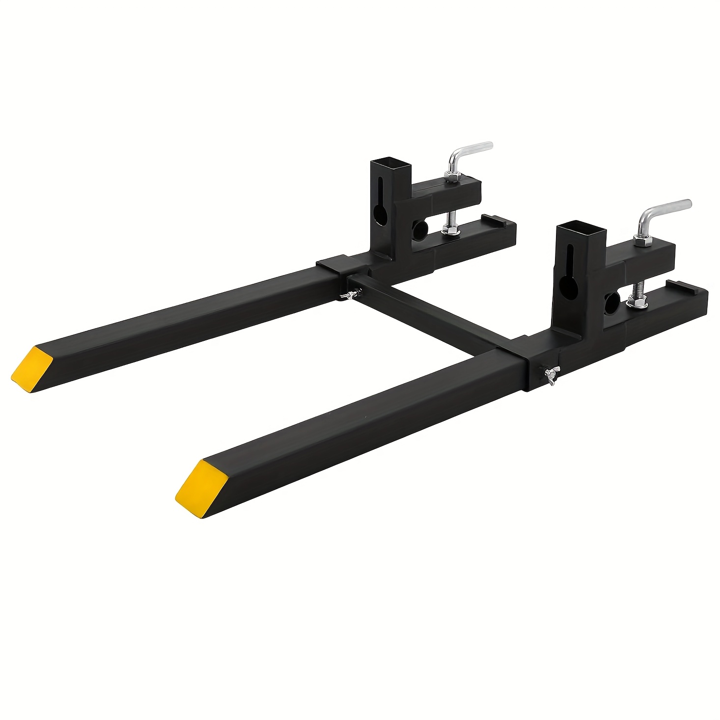 [Heavy Duty Pallet Forks] Heavy Duty 43" 2500lbs Clamp On Pallet Forks With Adjustable Stabilizer Bar Yard Firm Quick Attach Pallet Fork For Bucket Tractor Loader Skid Steer
