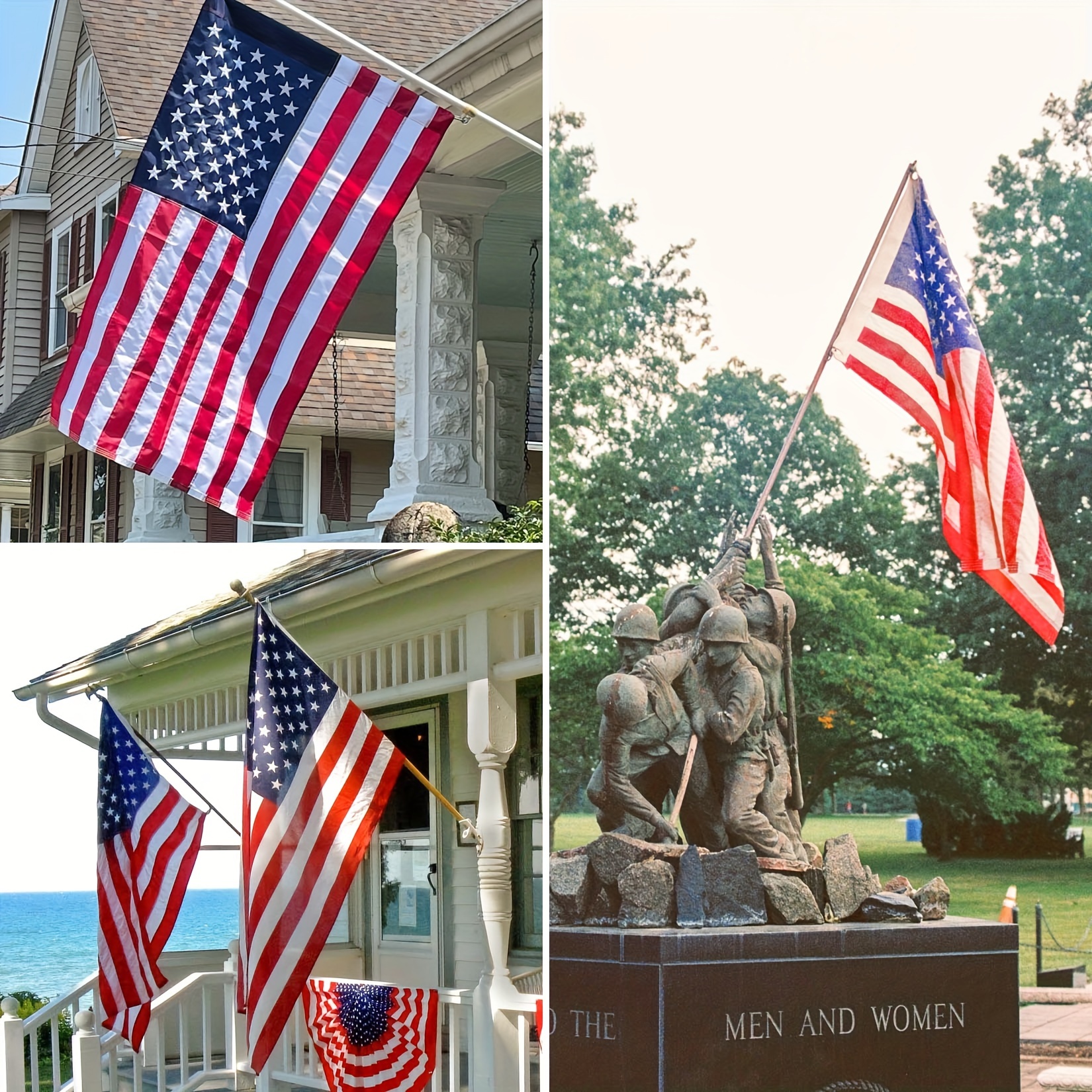 One Embroidered American Flag, USA Flag, Double-Stitched Spliced Embroidered Flag, Outdoor Heavy-Duty Flag, 4*6FT Heavy-Duty Nylon Flag, 190T Material, with Brass Grommets, Four-Row Reinforced Hem, Fade-Resistant, Weatherproof, UV-Resistant