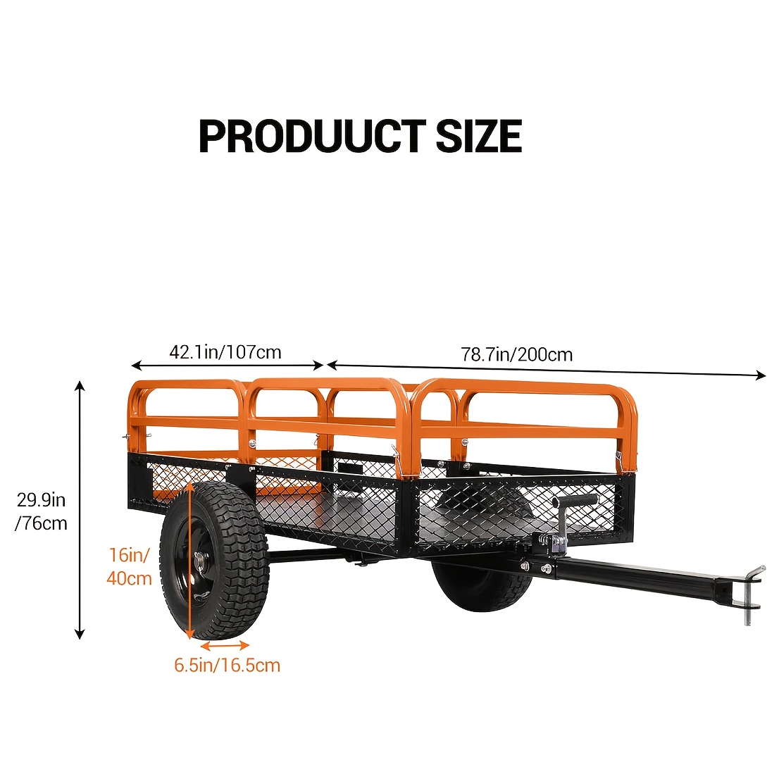 1500 lb Heavy-Duty Steel Dump Truck Trailer - 15 cu ft All-Terrain Utility Cart with Detachable Sides & Hand/Foot Dump, Yard Firm Hitch for ATV/UTV/Lawn Mower/Tractor, Reinforced Frame & Mesh Floor, Easy-Release Mechanism for Yard Work, Farm, Construction, Landscaping, Farm Hauling, Construction Hauling, Rugged Design, Durable Build, Property Maintenance - Image 3