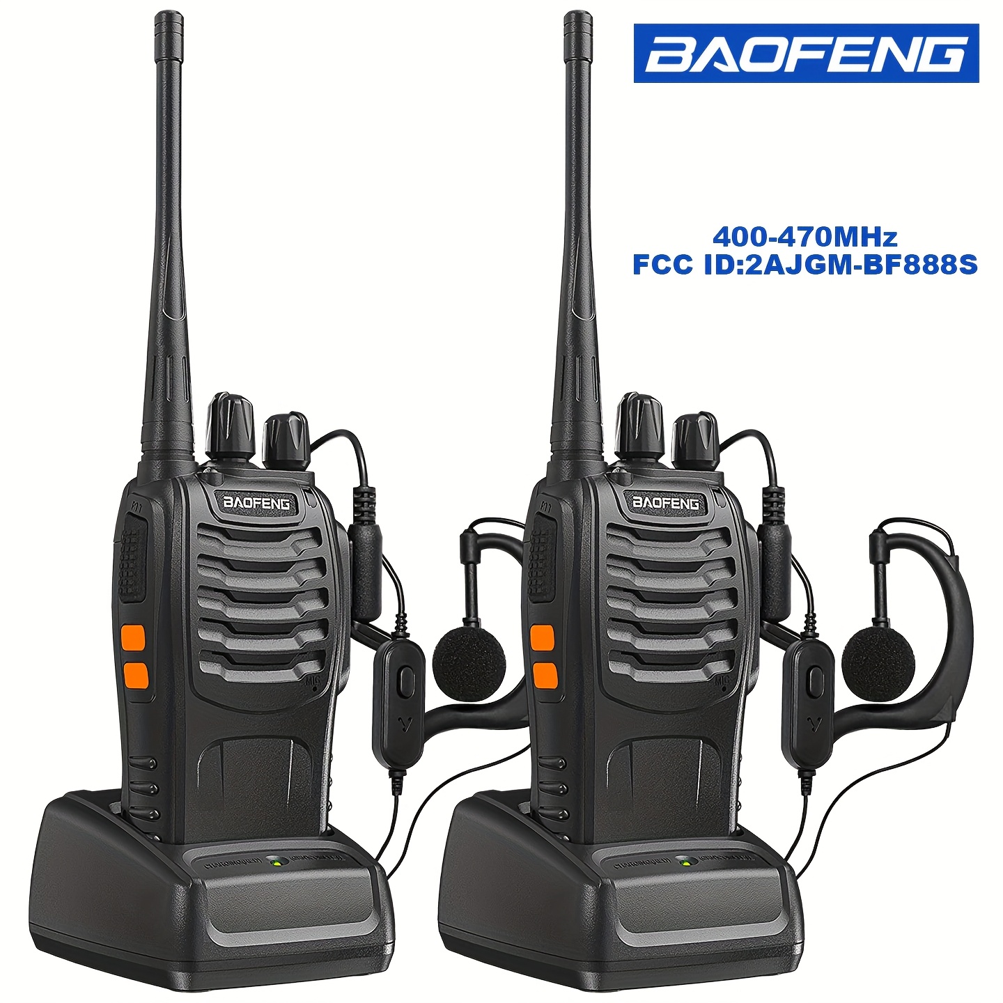 2pcs BAOFENG BF-888S UHF 400-480MHz Amateur Radio Walkie Talkies, 2-Way Handheld Two-Way Radios with, Portable FM/PM Transmission for Adults, Hiking, Camping, Emergency Radio, Boat Radio, Handheld Radio Pouch