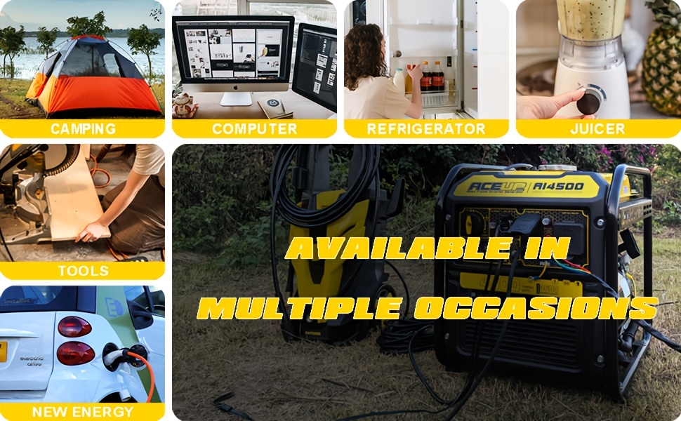 Aceup Energy 4500 Watt Gas-Powered Inverter Generator - 223cc 4- Portable Generator with, EPA Compliant RV/Camping/Home Backup Power, 4500/3600W Peak/Rated, Low Oil Alert & Parallel Ready (Gasoline Engine)