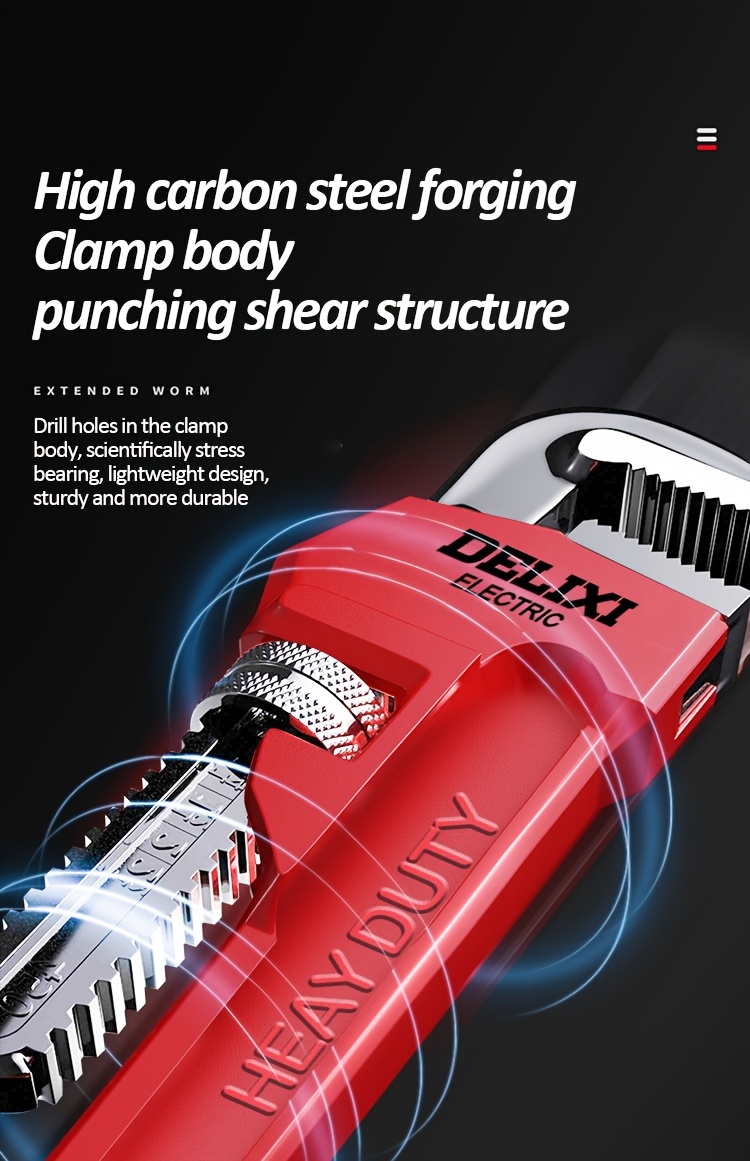 DELIXI ELECTRIC 8/10/12 Inch Heavy Duty Pipe Wrench Sets, Adjustable Plumbing Wrench Set, Tight Bite without Slipping, Professional Plumbing Hand Tools (3pcs)