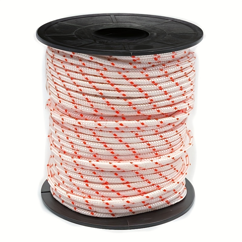 Durable 3.5mm Nylon Pull Starter Rope for Lawn Mowers, Chainsaws, and Brush Cutters - 1968.5/3937.01inch Length, White with Red Dots, Yard Firm High-Quality Recoil Engine Cord for Easy Pull Starts