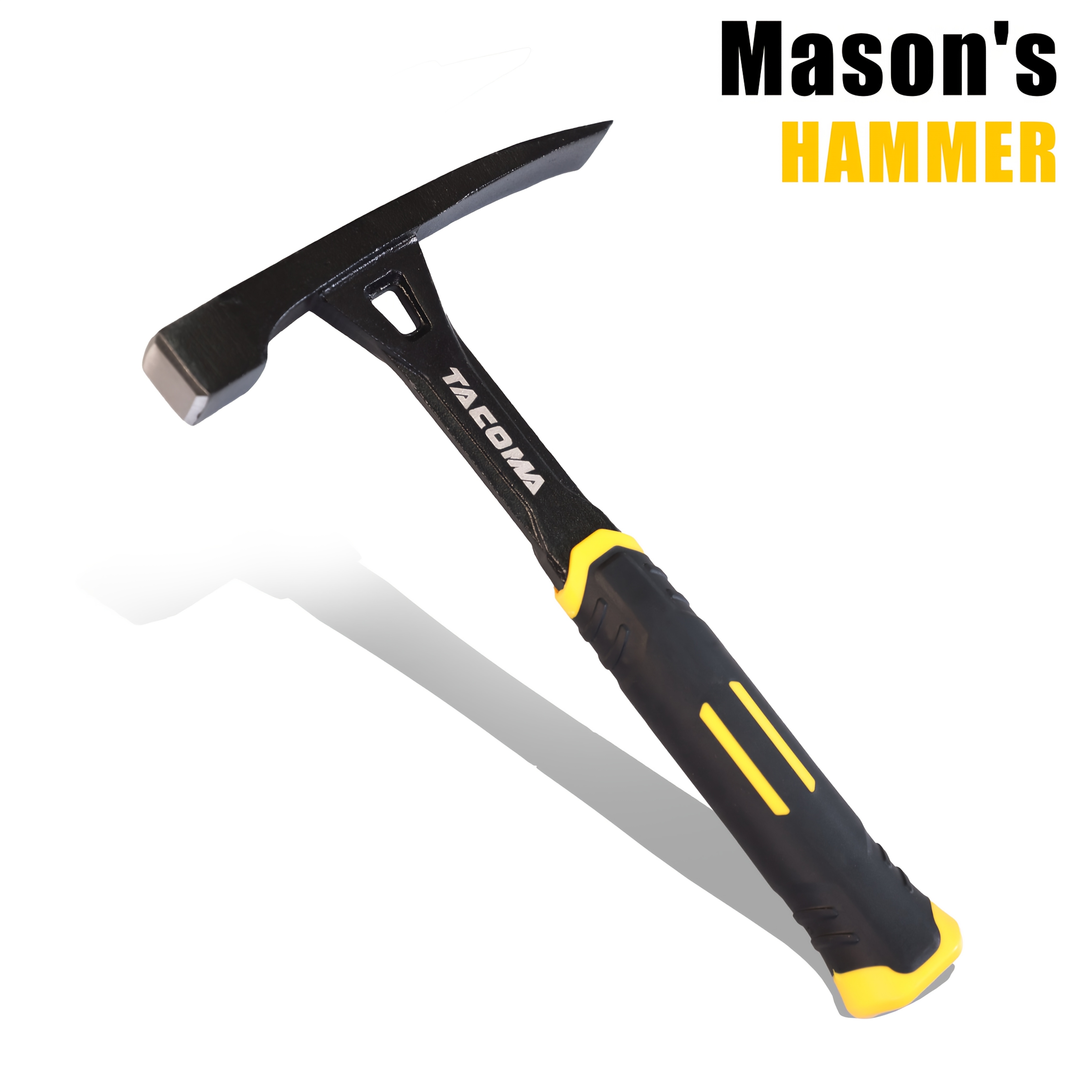 Bricklayer Hammer - 16oz Brick and Stone Tool, Made of High Carbon Steel Forged Solid and Nylon Shockproof Grip, Suitable for Home Decoration, Brick Breaking, Outdoor Archaeological Digging, Exploration, Industry