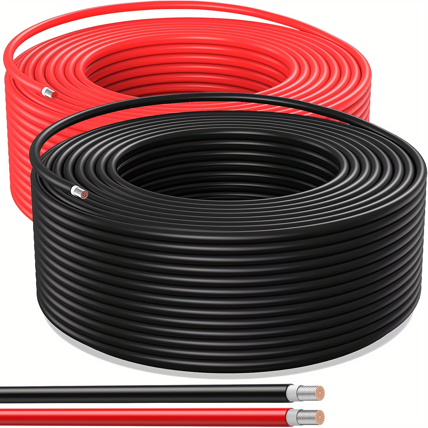 Solar Panel Wire Black Red Kit (30FT/50FT/65FT/100FT), Yard Firm Battery Powered Solar Panel Extension Wire 10AWG (6mm ²) Tin Plated Copper Wire, Suitable For Outdoor Car RV Marine Solar Panels (black+red)
