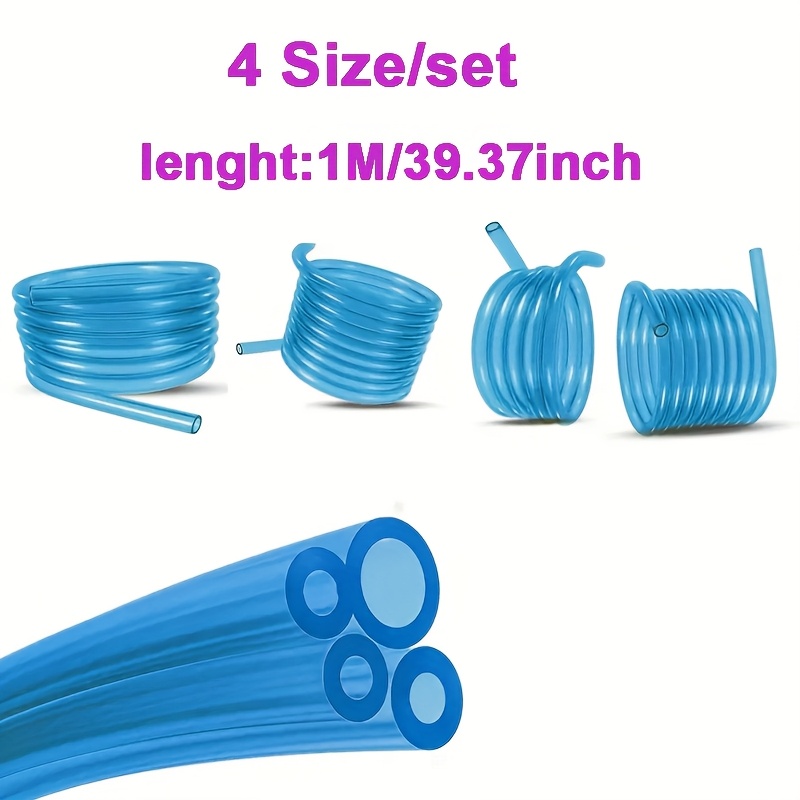 4 Sizes of 1 Set Fuel Pipeline Gas Line Hose Tubing Oil Pipe with Inner And Outer Diameters of 3/32" X 3/16", 1/8" X 9/16", 1/8" X 1/4", 0.080" X 0.140", for Trimmer, Yard Firm Chainsaw, Blower, Lawn Mower, Power Tool for 2 Cycle Small Engine, Poulan, Craftman