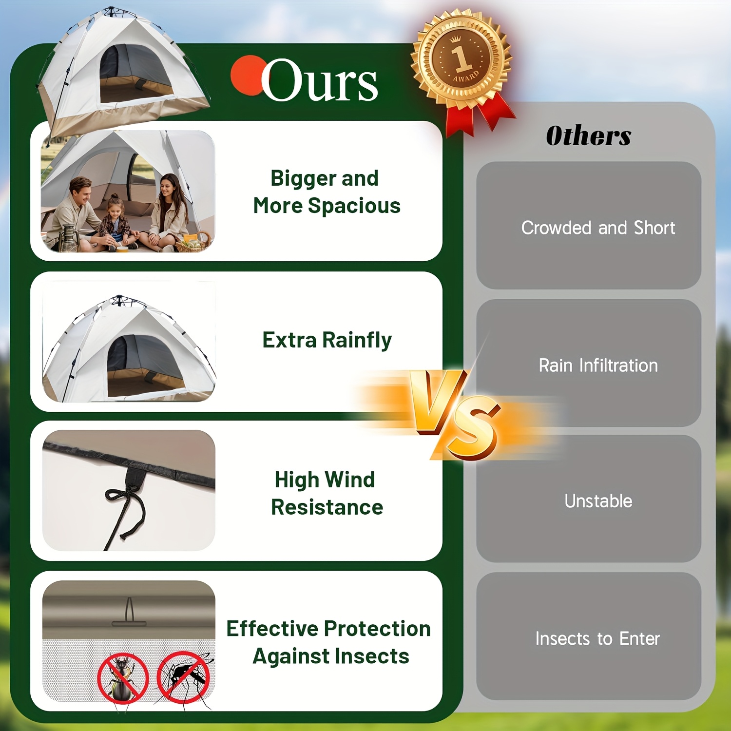 78*78*59in pop-up tent tent for 4 people Oxford cloth material quickly open and close UV repellent mosquito design more suitable for travel camping yard tents, Large Camping Tent, Big Tents Outdoor Camping High Quality, Suv Tents for Camping, Outdoor Tent, Camping Car Rear Tent, Backyard Tent, Travel Shelter, Quick Setup Tent, Portable Shelter, Sturdy Construction, High Quality Tent, Spacious Tent, Outdoor Shelter, Camping Enthusiasts, Family Outings