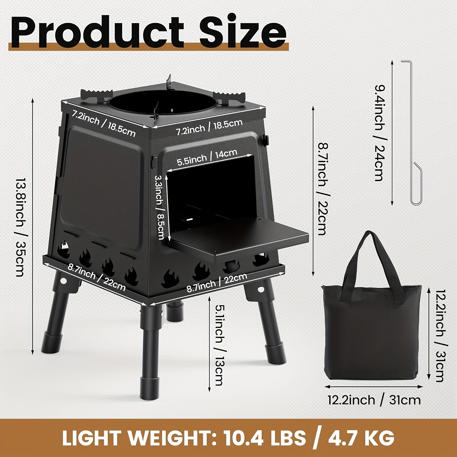 Essential Portable Campfire Stove - Yard Firm Heavy-Duty Outdoor Fire Stove with Vent and Sturdy Legs, Suitable for Camping, Hiking, Picnics, and BBQ - Compatible with Firewood/Charcoal, Wood Camp Stove - Image 10