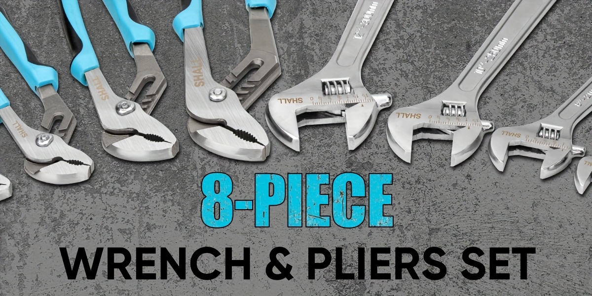 [8pcs Adjustable Wrench Set] 8pcs Adjustable Wrench & Water Pump Pliers Set - 12/10/8/6 Inch, 4pcs Adjustable Tongue and Groove Joint Pliers & 4pcs Wide Jaw Forged Steel Wrench for Plumbing, Gripping, Auto Home Repair