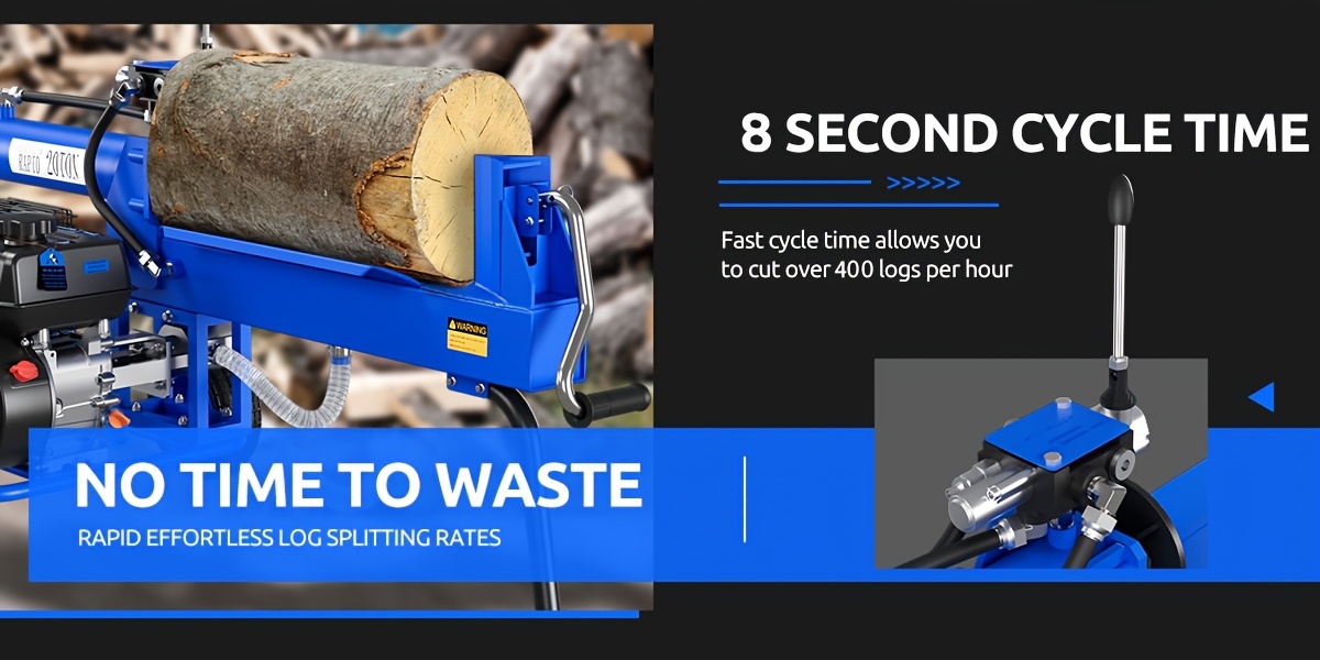 [Portable Log Splitter] 20 Ton Portable Log Splitter with 7HP Engine Hydraulic Pump, Auto Return Function, Horizontal Beam Steel Wedge for Home Forestry Use