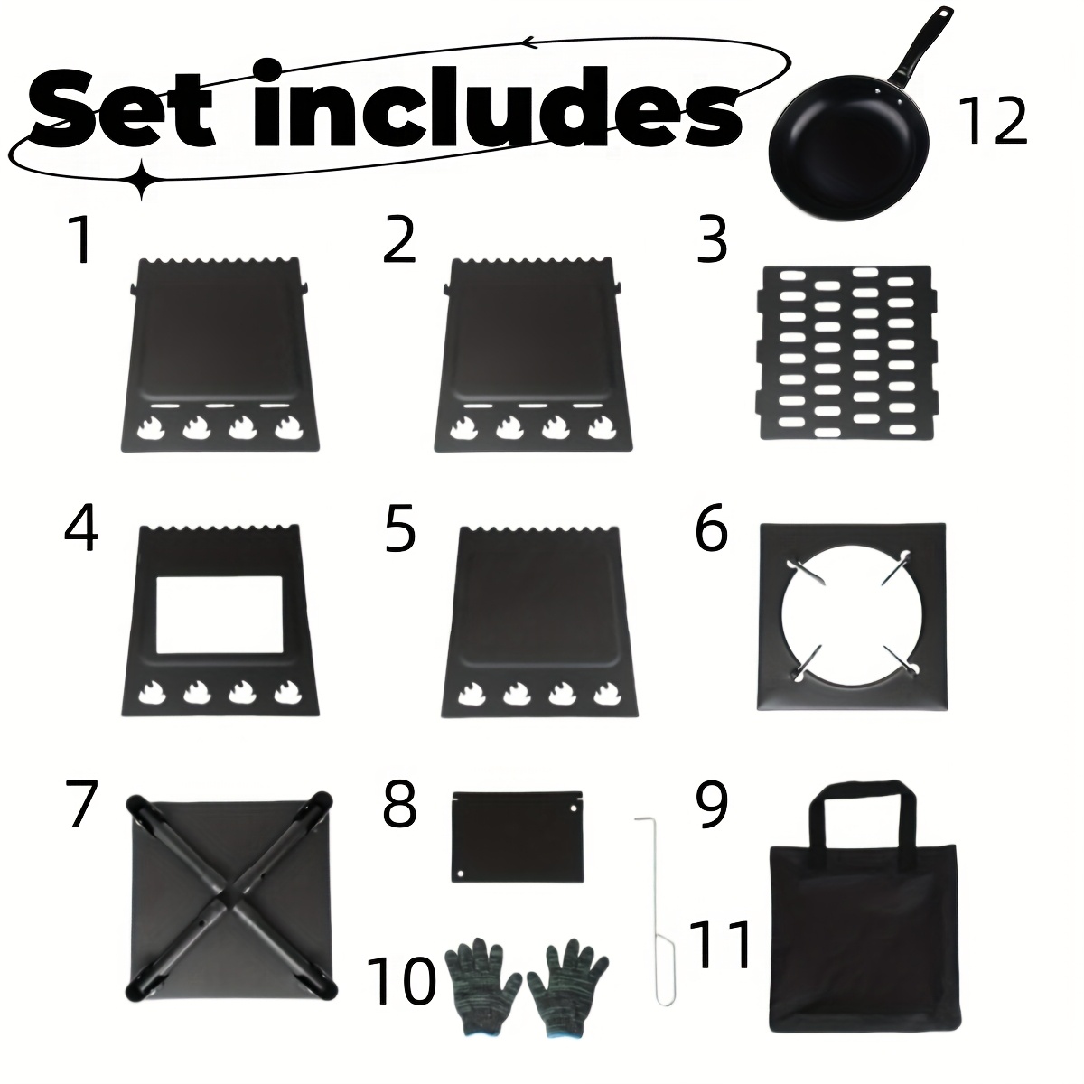 Essential Portable Campfire Stove - Heavy-Duty Outdoor Fire Stove with Vent and Sturdy Legs, Suitable for Camping, Hiking, Picnics, and BBQ - Compatible with Firewood/Charcoal, Wood Camp Stove