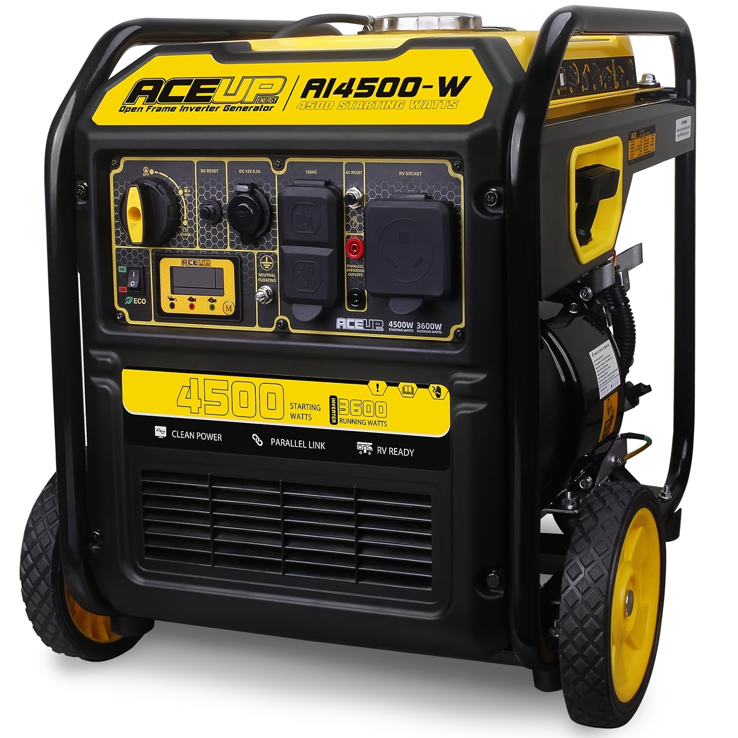 4500 Watt Gas-Powered Inverter Generator - Yard Firm 223cc 4- Portable Generator with, EPA Compliant RV/Camping/Home Backup Power, 4500/3600W Peak/Rated, Low Oil Alert & Parallel Ready (Gasoline Engine)