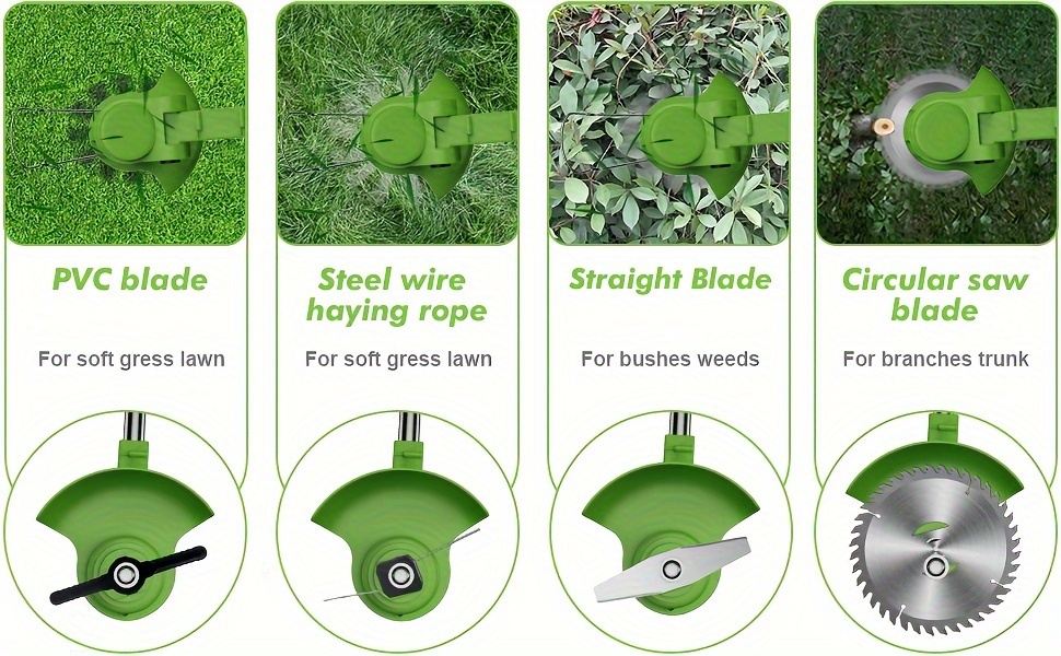 Weed Wacker 24V Brush Cutter, Electric Weed Wacker Cordless String Trimmer With 2 Batteries, Charger, 3 Types Blades, Weed Wacker Battery Powered, Lightweight Battery Weed Wacker
