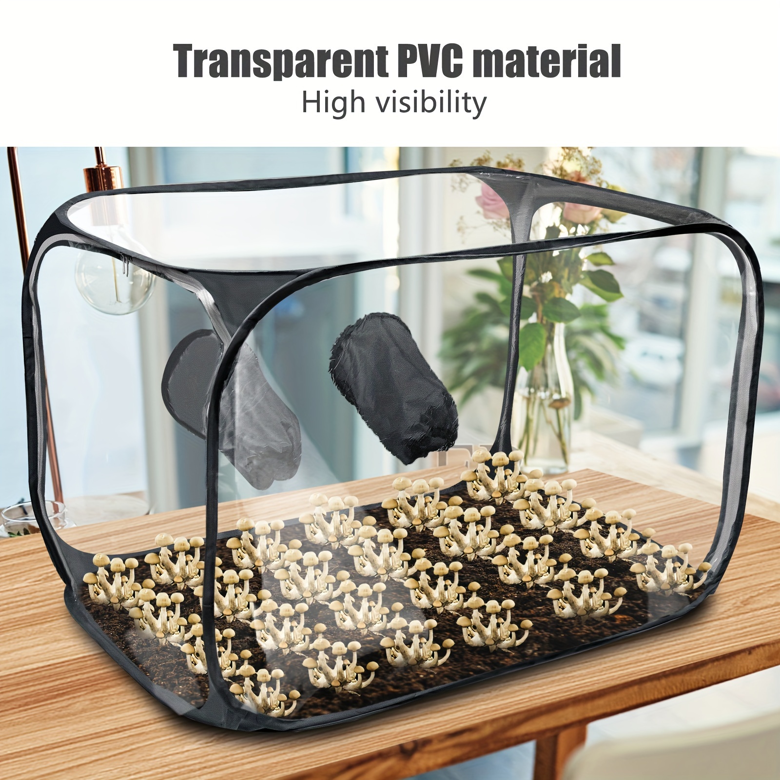 1pc PVC Mushroom Growing Still Air Box, Portable Foldable Pop Up Mushroom Grow Tent, Mushroom Growing Container