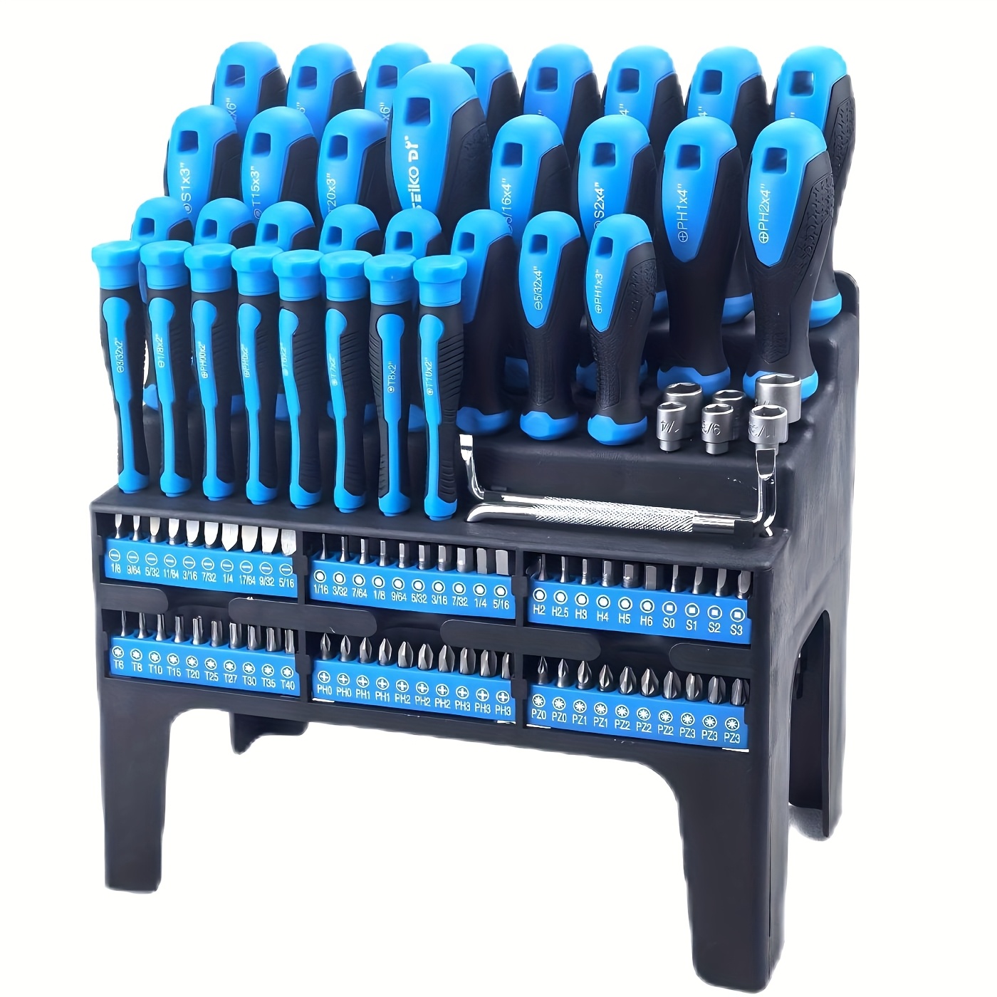 44/50/100/118/131/145pcs Magnetic Screwdriver Set With Plastic Ranking, Includes Precision, Slotted, Phillips, Hex, Pozidriv, Torx Screwdriver Set And Magnetizer Demagnetizer DIY Tools - Perfect Tools Gift For Men (Grey/Green/Red/Blue/ Yellow/Orange)