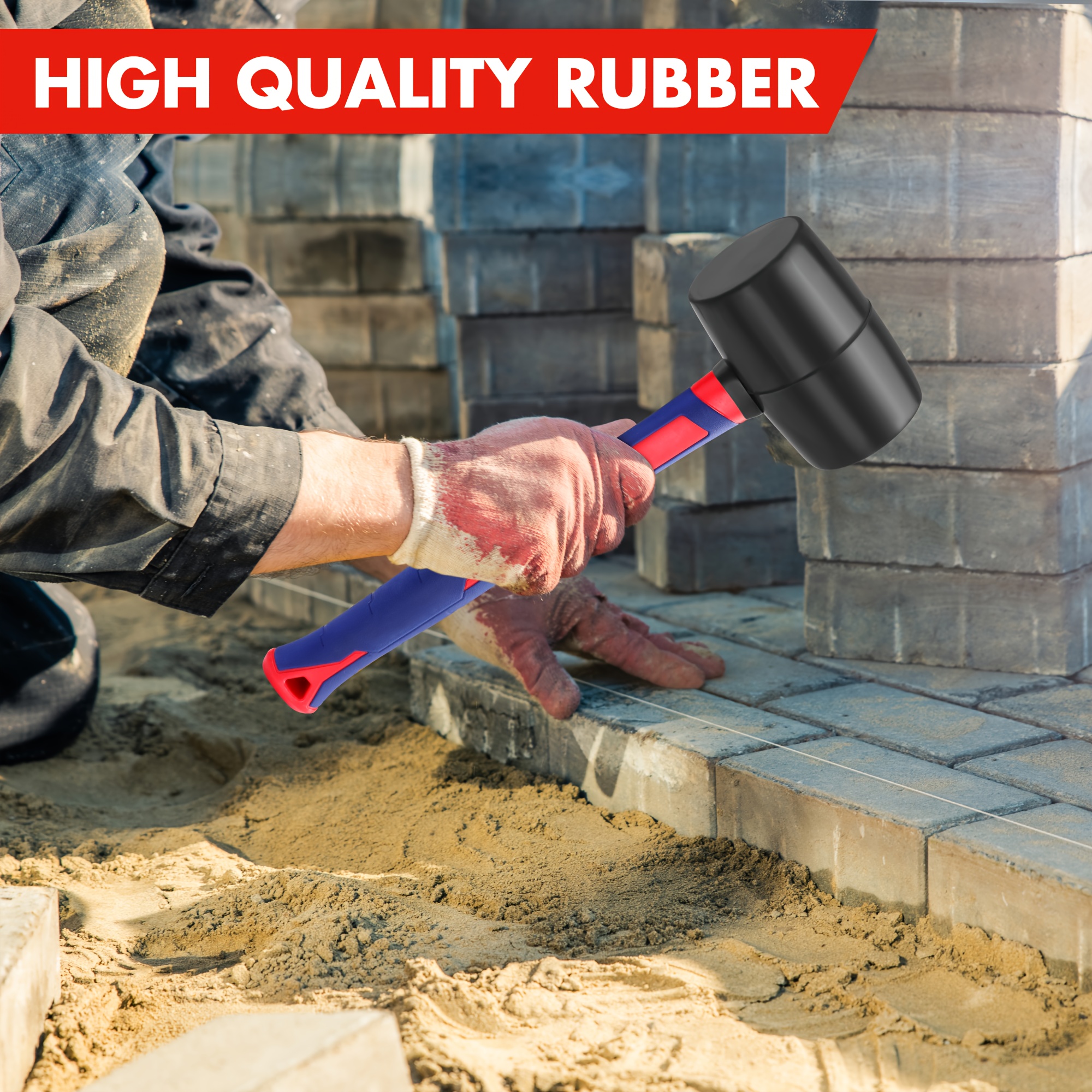 Set of Five Hammers Featuring Forged Steel Heads And Fiberglass Grips, Comprising a 32Oz Rubber Mallet, a 16Oz Claw Hammer, a Ball Peen Hammer, a 3Lb Sledgehammer, And a 22Oz Dual-Face Mallet.