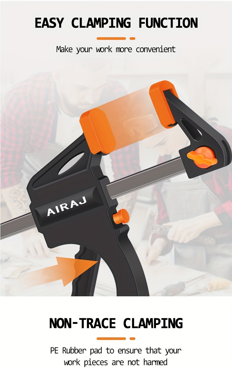 AIARJ Clamp, 10pcs Woodworking F Clamp 4Inch Bar F Clamps Clip Wood Carpenter Tool Grip Quick Ratchet Release Squeeze Woodworking DIY Hand Tool Kit
