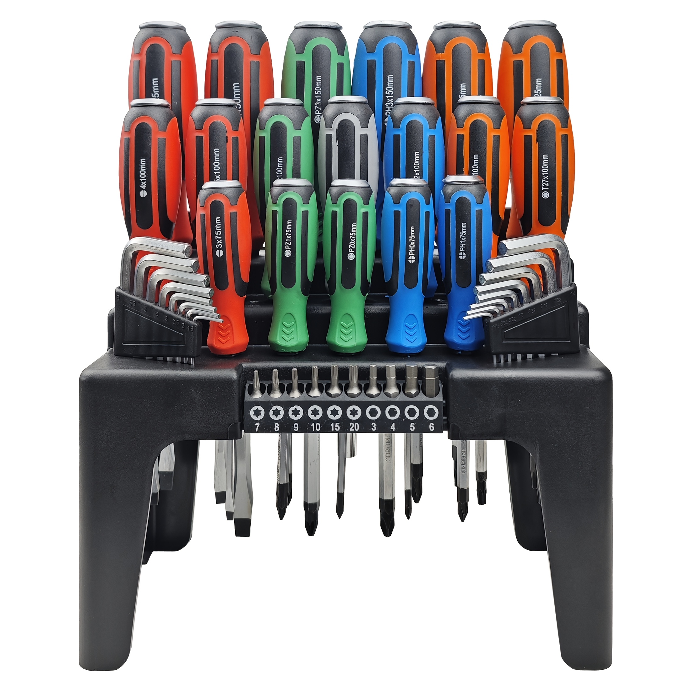 44/50/100/118/131/145pcs Magnetic Screwdriver Set With Plastic Ranking, Includes Precision, Slotted, Phillips, Hex, Pozidriv, Torx Screwdriver Set And Magnetizer Demagnetizer DIY Tools - Perfect Tools Gift For Men (Grey/Green/Red/Blue/ Yellow/Orange)