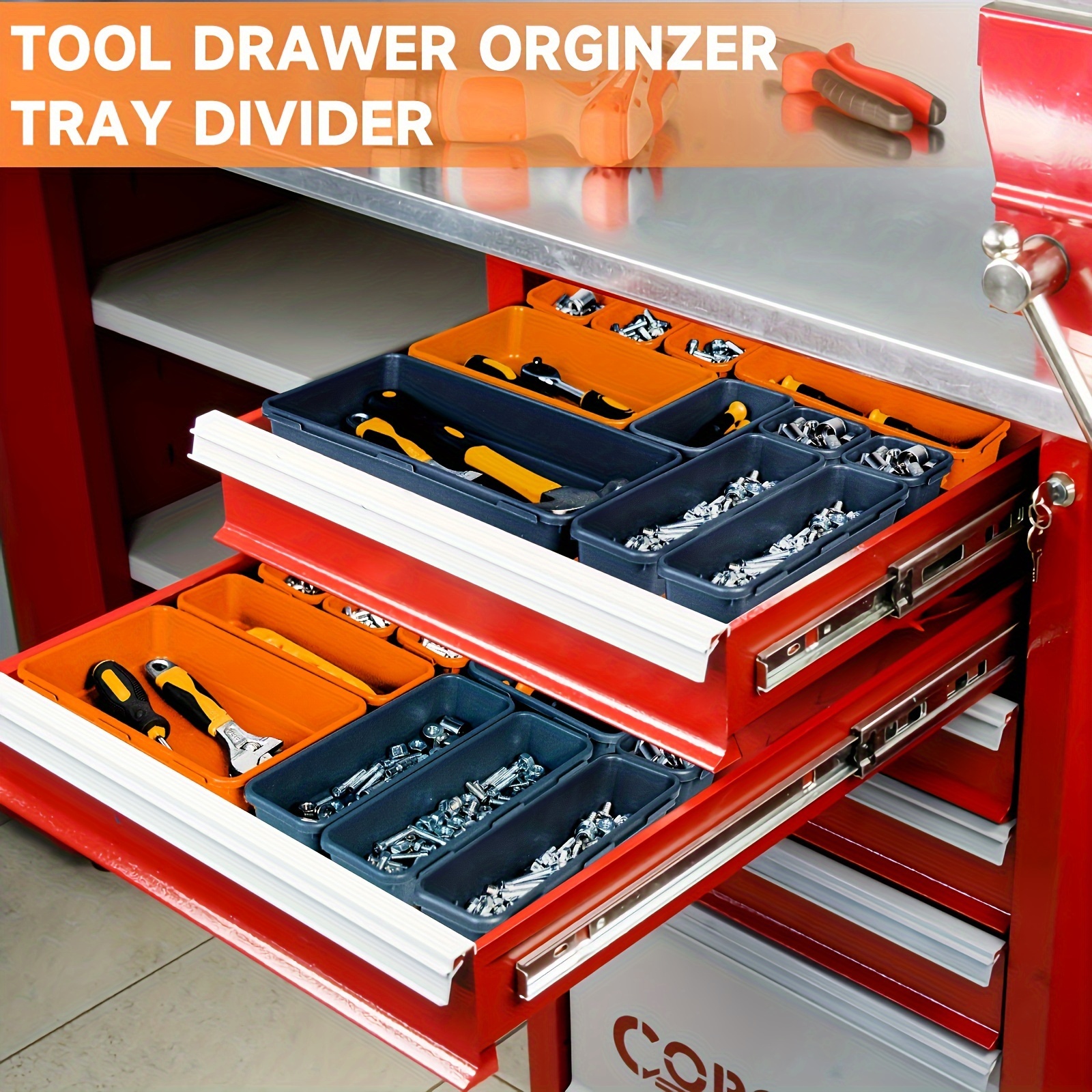26/60pcs/Set Plastic Tool Drawer Organizer Trays with 26/60 Compartments, Stackable Storage for Tools & Parts, Versatile Black Design