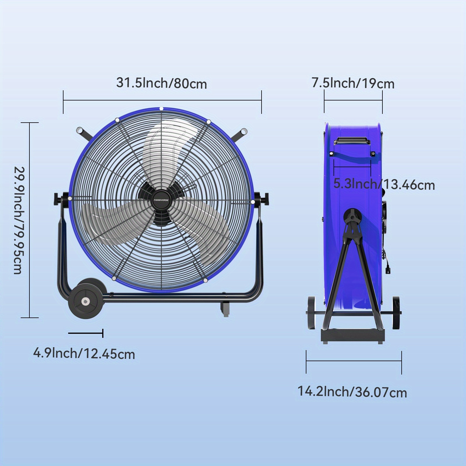 18/24 Inch Floor Fan Pro Regenerative Blowers - Industrial Floor Fan with Handle Caster Ideal for Home Improvemen, High Velocity Metal Drum Fan Commercial, Residential, Warehouse, Covered Patio, Shop, Garage, Barn, 3 Speed 88000 CFM UL Safety Listed