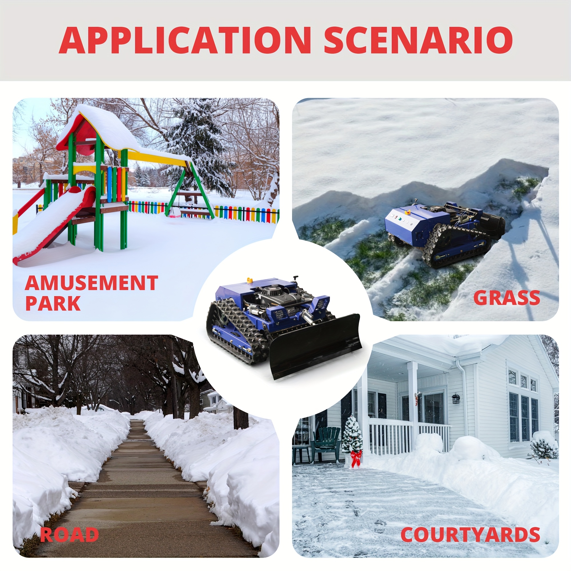 Remote Control Lawn Mower with Snow Plow Attachment - Zero-Turn 50° Slope, Night Lighting, 2 Spare Blade Sets, Gas-Powered Cordless-Like Operation (Battery-Powered Compatible, Batteries Not Included) - All-Terrain Tires & Easy-Start System for Efficient Lawn Care & Snow Removal - Ideal for Residential/Commercial Use, Remote Lawn Mower, Robotic Lawn Mower, Remote Control Lawn Mower, Robotic Mower, Remote Mower, Robot Lawn Mower, Lawnmower Robot, Rc Lawnmower, Robot Lawnmower, Cordless