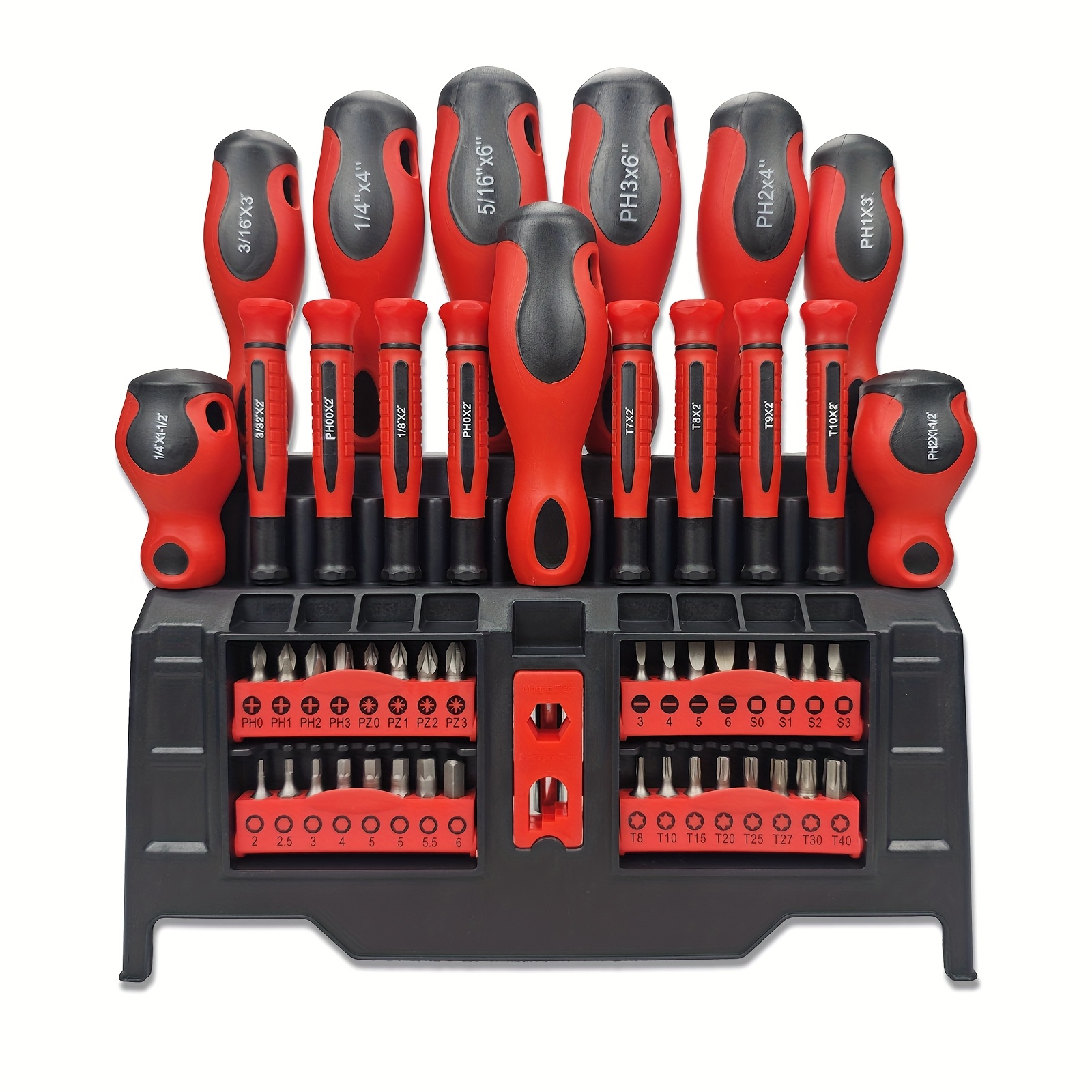 44/50/100/118/131/145pcs Magnetic Screwdriver Set With Plastic Ranking, Includes Precision, Slotted, Phillips, Hex, Pozidriv, Torx Screwdriver Set And Magnetizer Demagnetizer DIY Tools - Perfect Tools Gift For Men (Grey/Green/Red/Blue/ Yellow/Orange)