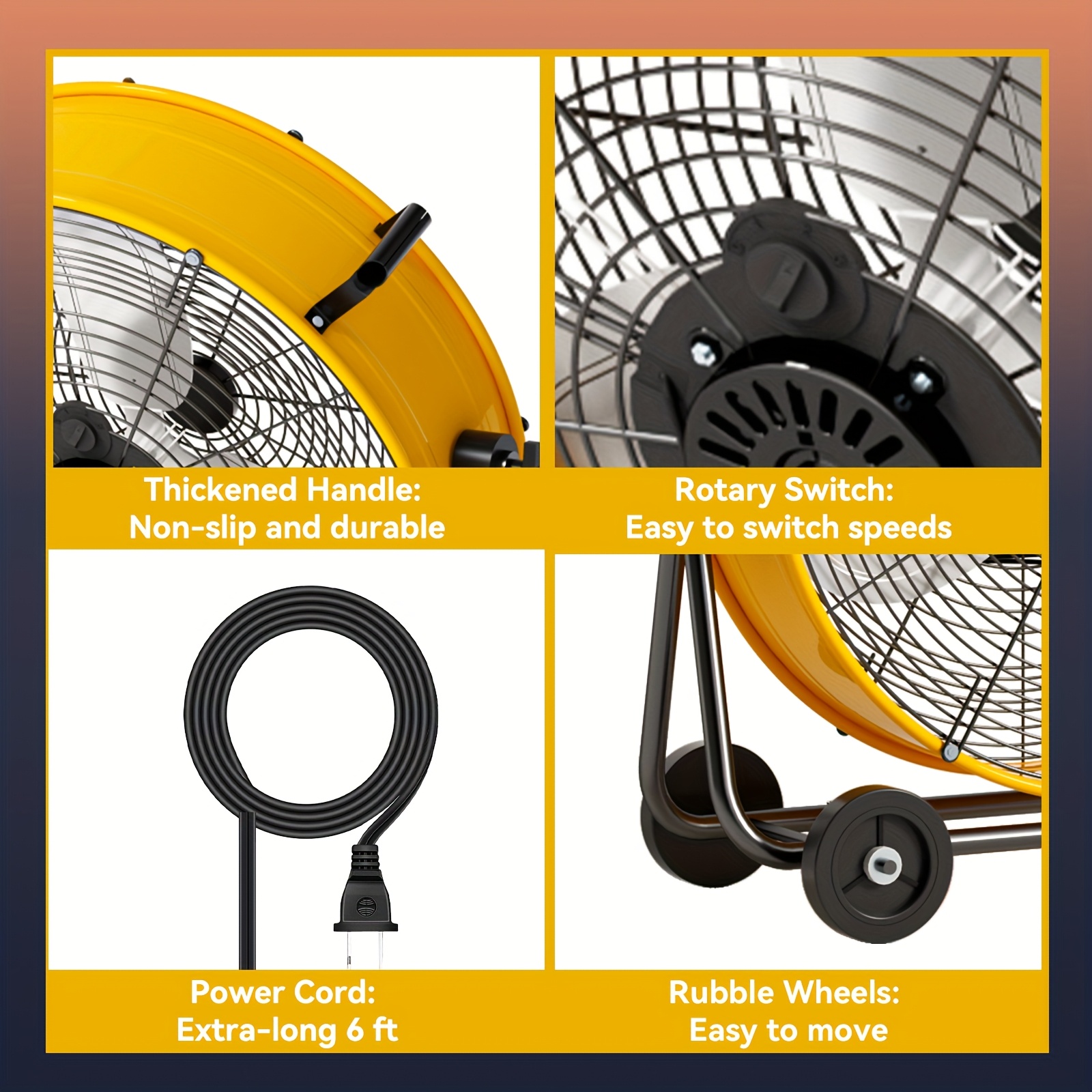 18/24 Inch Floor Fan Pro Regenerative Blowers - Industrial Floor Fan with Handle Caster Ideal for Home Improvemen, High Velocity Metal Drum Fan Commercial, Residential, Warehouse, Covered Patio, Shop, Garage, Barn, 3 Speed 88000 CFM UL Safety Listed