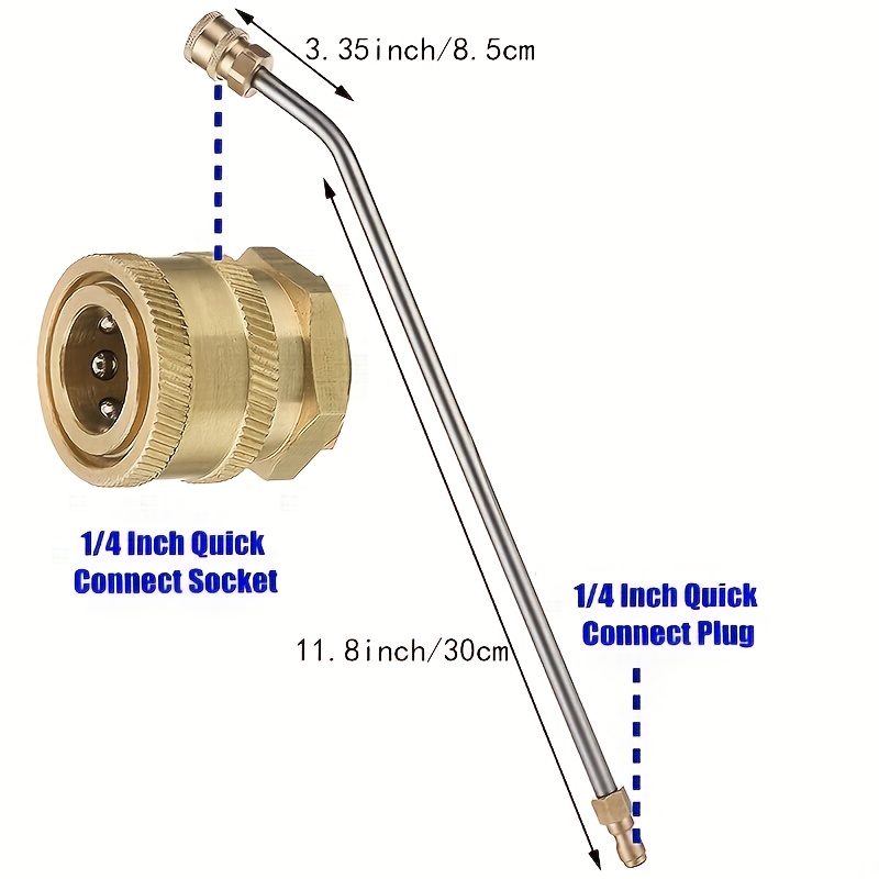 High-Pressure Car Wash Gun with 1/4" Quick Connect Head & 30° Extended Yard Firm Extension Pole - Stainless Steel, Ergonomic Handle for Home AC & Vehicle Cleaning, Durable Metal Construction, Car Wash Accessories, Robust Design, Sturdy Construction, Pressure Washer Gun, Pressure Washer Accessory, Power Washer, High Pressure Washing Gun, High Pressure Cleaner Accessories, High Pressure Washer Lance, Pressure Washer Extension