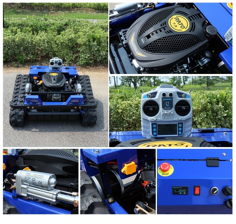 Gas-Powered Self-Propelled Zero-Turn Crawler Robot Lawn Mower with Remote Control - Heavy-Duty Rubber Tracks, 16