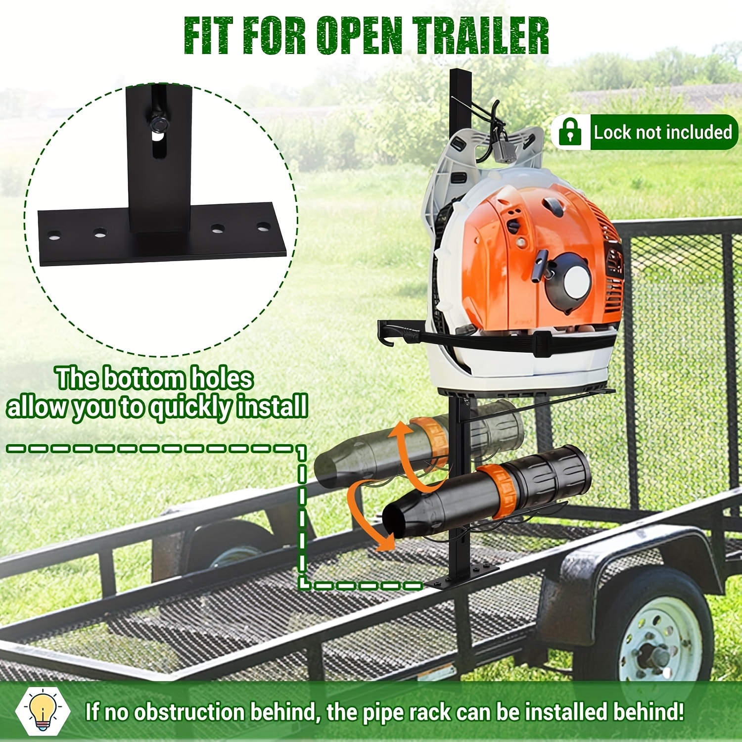 Backpack Blower Rack For Trailer, Yard Firm Steel Leaf Backpack Blower Holder For Open And Enclosed Lawn Landscape Trailer Truck, Height Adjustable Holding Base Fit 16"-25" Blowers - Image 6