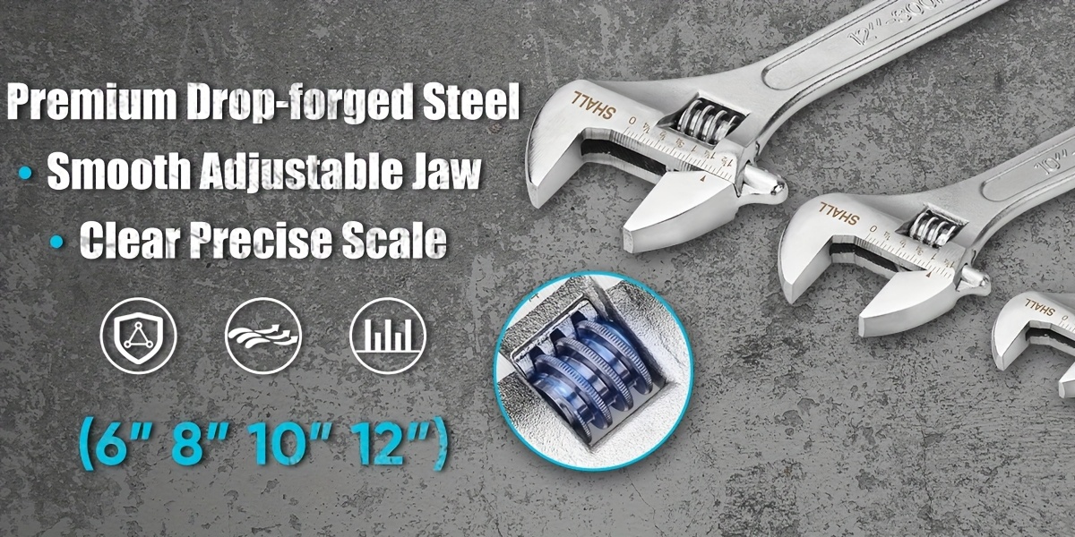 [8pcs Adjustable Wrench Set] 8pcs Adjustable Wrench & Water Pump Pliers Set - 12/10/8/6 Inch, 4pcs Adjustable Tongue and Groove Joint Pliers & 4pcs Wide Jaw Forged Steel Wrench for Plumbing, Gripping, Auto Home Repair