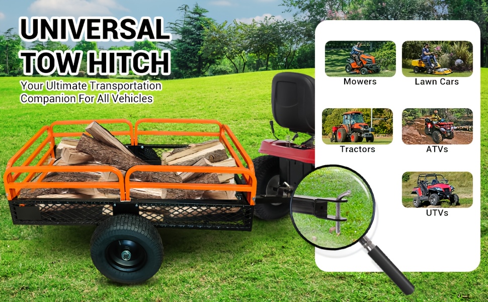 1500 lb Heavy-Duty Steel Dump Truck Trailer - 15 cu ft All-Terrain Utility Cart with Detachable Sides & Hand/Foot Dump, Hitch for ATV/UTV/Lawn Mower/Tractor, Reinforced Frame & Mesh Floor, Easy-Release Mechanism for Yard Work, Farm, Construction, Landscaping, Farm Hauling, Construction Hauling, Rugged Design, Durable Build, Property Maintenance
