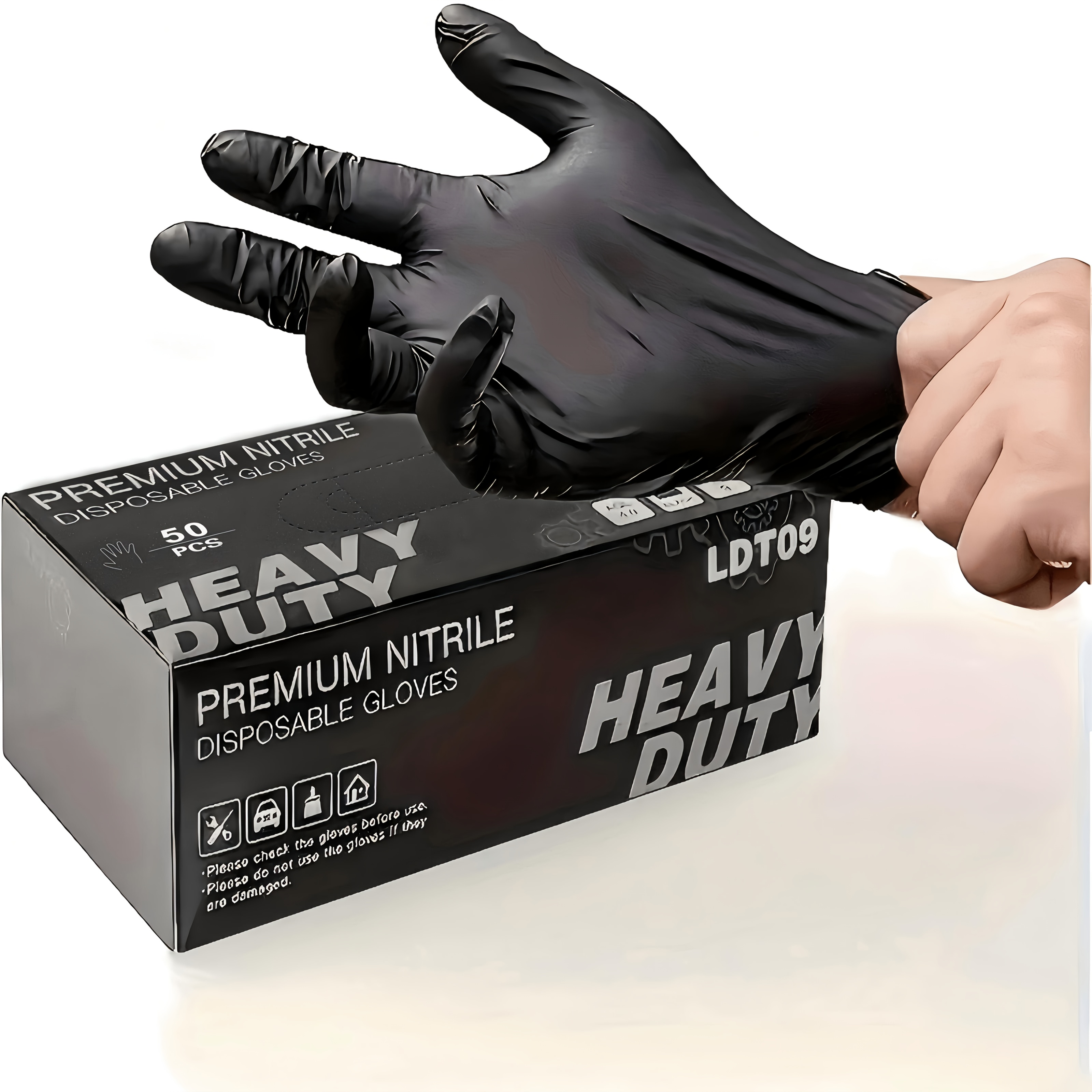 50pcs Heavy-Duty Disposable Black Nitrile Gloves - Yard Firm Durable Waterproof & -Tear, Powder-Free & Latex-Free with Frosted Fingertips & Non-Slip Grip for Kitchen, Cleaning, Tattoo, Pet Care, Household, Car, Bathroom - Multi-Purpose Work Gloves (Local Warehouse), Car Detailers, Home Cleaners