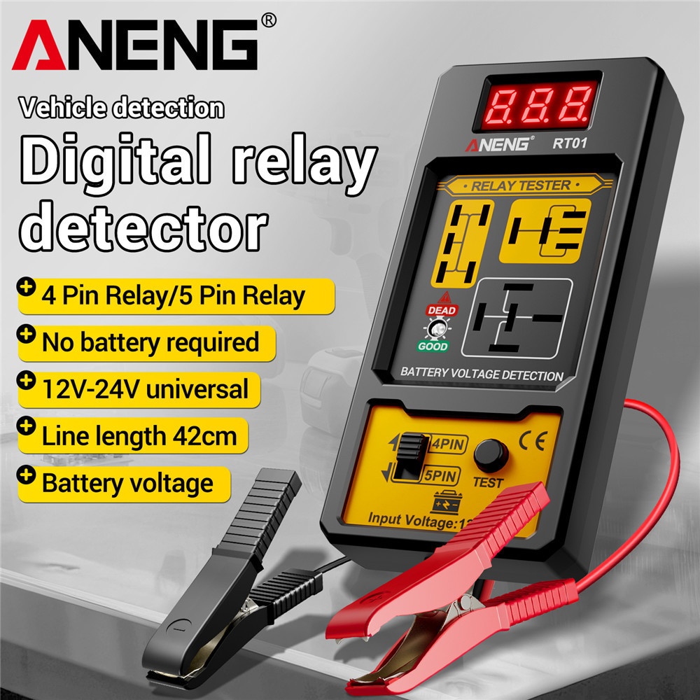 ANENG Automotive relay tester RT01 voltage detector digital display voltage battery 4/ 5-pin relay 12V-24V automotive battery inspection integrated design diagnostic tools No battery, Electrical Testing Tool, Easytouse Tool, Handheld Device, Durable Construction, Precision Instrument, Repair Professionals, Diy Enthusiasts - Image 5