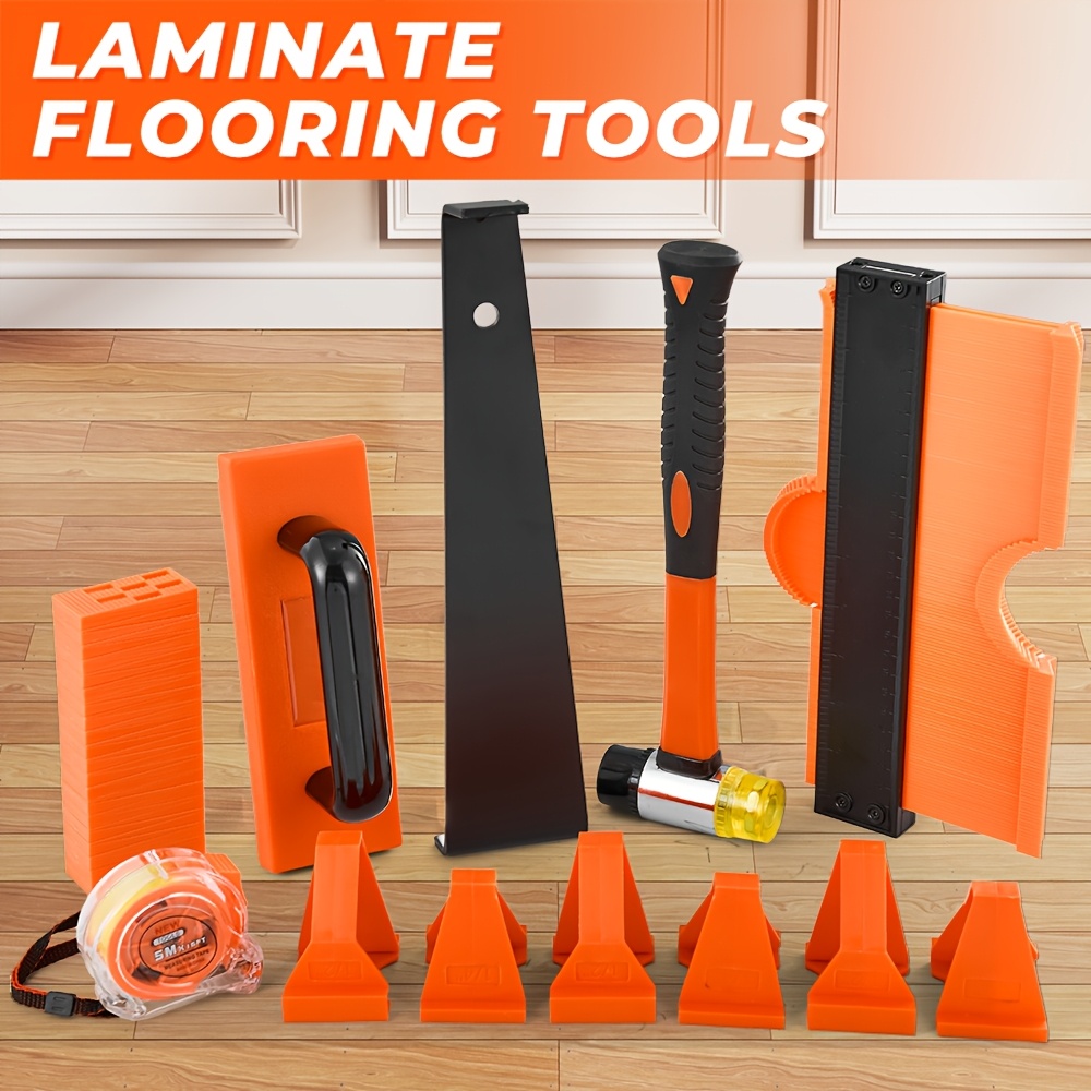 AUXTUR Laminate Flooring Tools, Hook, Hammer, Yard Firm Tapping Block, Contour Gauge, Gaskets, Durable Metal & Plastic, Manual Tool, Multi-Functional Accessories For Home Renovation, Ideal Men's Tool, Perfect Gifts For Birthday & Christmas
