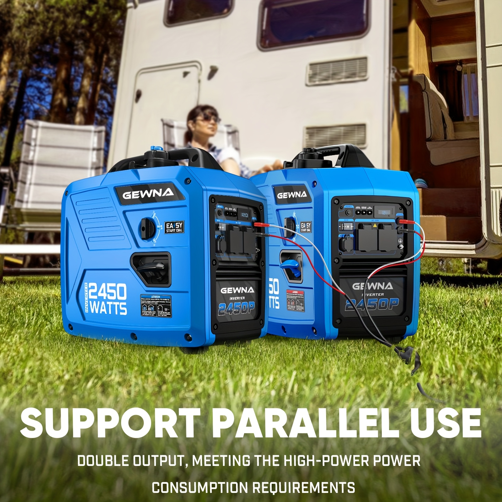 2450W Portable Inverter Generator for Home Use, Super Quiet Outdoor Generator for Camping Outdoor Emergency Power Backup, 1.6Gallon Large Fuel Tank Up to 8.3 Hours Use, EPA Compliant,  Lightweight Design, Easy Transport, Highperformance Engine, Backup Generator, Emergency Preparedness, Offgrid Living