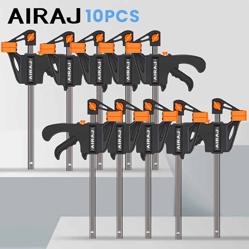 Clamp, 10pcs Woodworking F Clamp 4Inch Bar F Clamps Clip Wood Carpenter Tool Yard Firm Grip Quick Ratchet Release Squeeze Woodworking DIY Hand Tool Kit