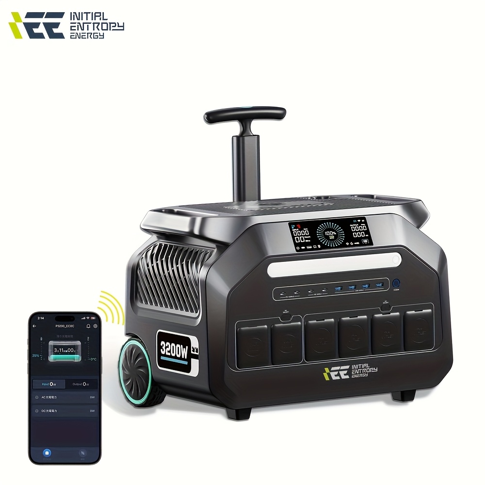 P3200 Portable Power Station 3200W (6400W Peak) AC Outlet Power Bank Lifepo4 Battery APP Remote Control, 2048Wh/64, 0000 Mah MPPT Control, Yard Firm Camping LED Light for Home Backup, Power Outage, Camping, RV, Emergencies