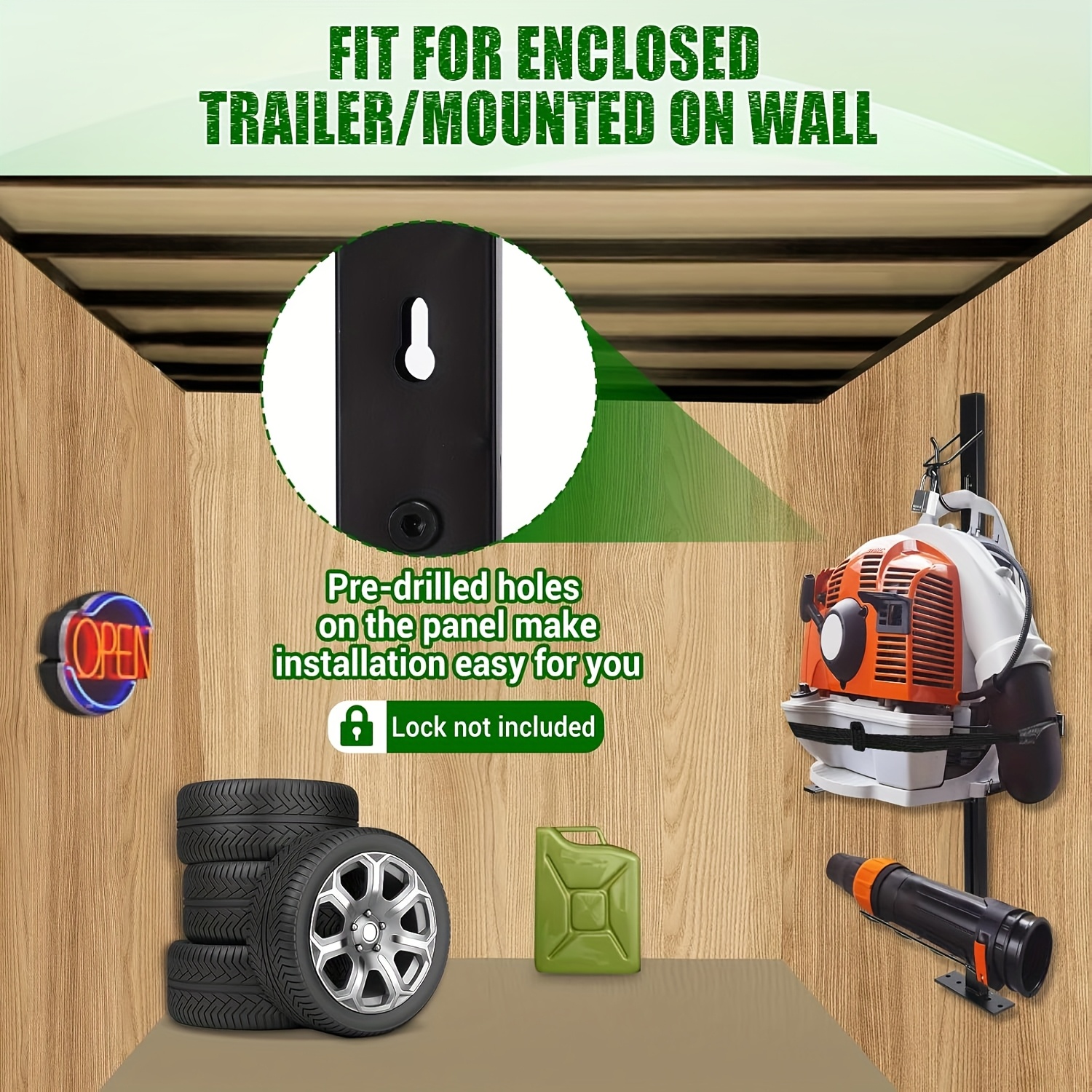 Backpack Blower Rack For Trailer, Yard Firm Steel Leaf Backpack Blower Holder For Open And Enclosed Lawn Landscape Trailer Truck, Height Adjustable Holding Base Fit 16"-25" Blowers - Image 7