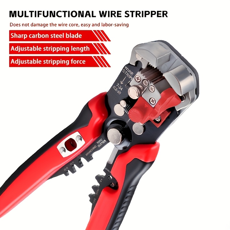 [Professional Wire Stripper] Yookey Professional Electrician Wire Stripper - 24-10AWG Range, Multi-Functional Cable Crimping Tool with Anti-Slip Grip, Quick Stripping & Cutting, Ergonomic Red & Black Design for Home Renovation, Appliance Repair, Automotive Maintenance, Wire Stripping Tool, Electrician Essentials, Sleek Hand Tool, Durable Construction, Voltage Tester, Electricians