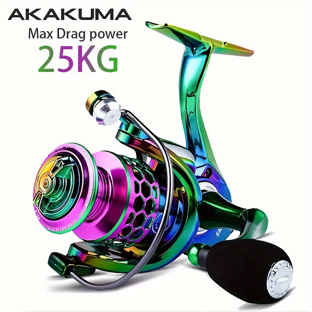 1pc, Fishing Reel, 14+1 BB Spinning Reel, 1000-6000 Series Long Cast Yard Firm Fishing Wheel, No-Gap Reel, Max Drag Power 55.12LB, Multicolor Metal Body For Saltwater And Freshwater Fishing